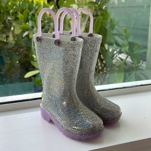 Western Chief Rubber Light Up Pull On Rain-boots Glitter Size 5